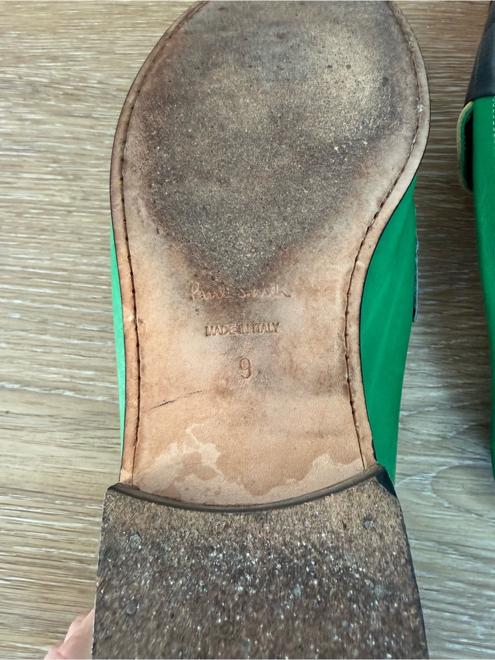 PS Paul Smith Green, Red & Yellow Leather Slip-On Loafers - Picture 9 of 9